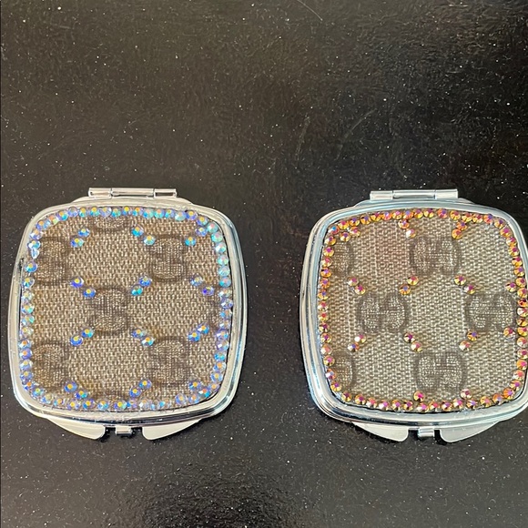 Accessories - Upcycled Compact Mirror with Rhinestone Accents
